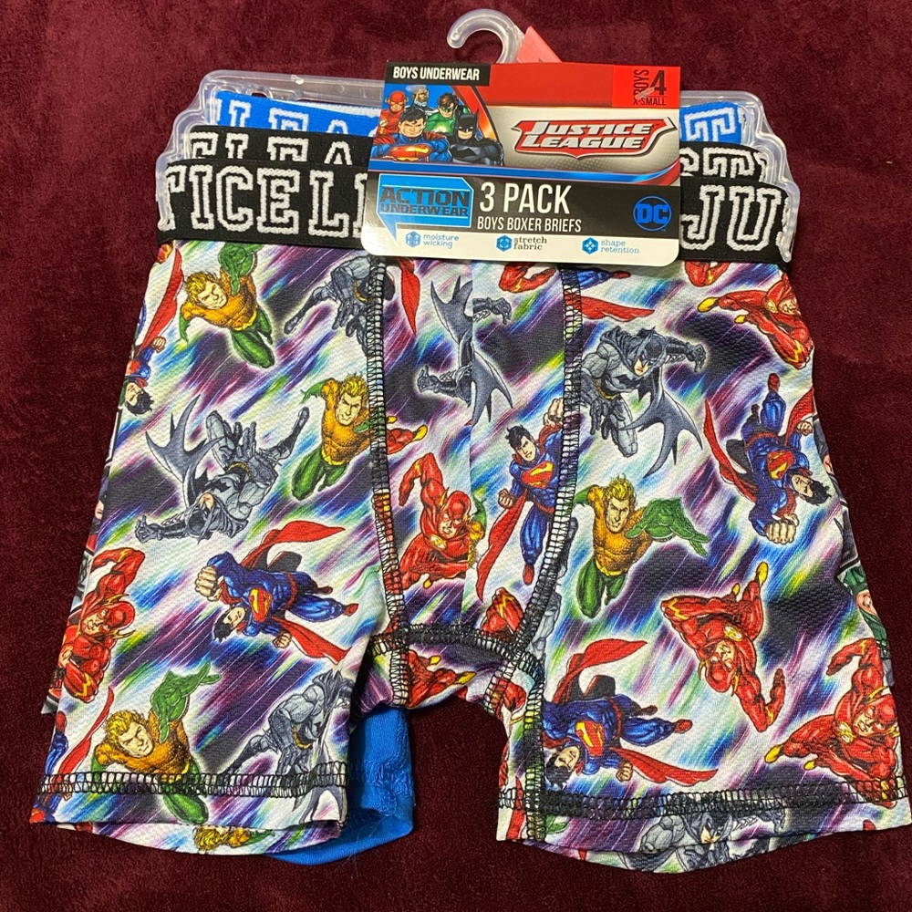 New - Justice League 3pk Boys Boxer Briefs